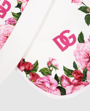Dolce&Gabbana Children's set of overalls, hat and bib in a floral print L2JO2YII7E8