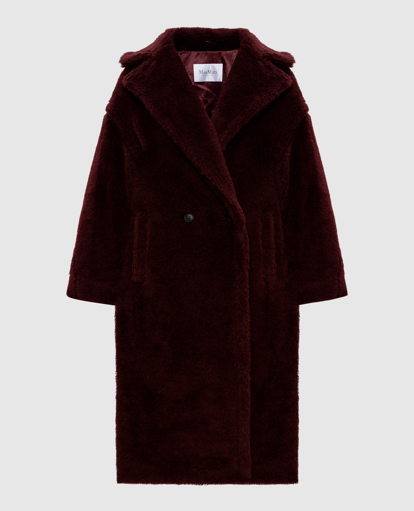 

TEDGIRL burgundy double-breasted alpaca and silk coat Max Mara