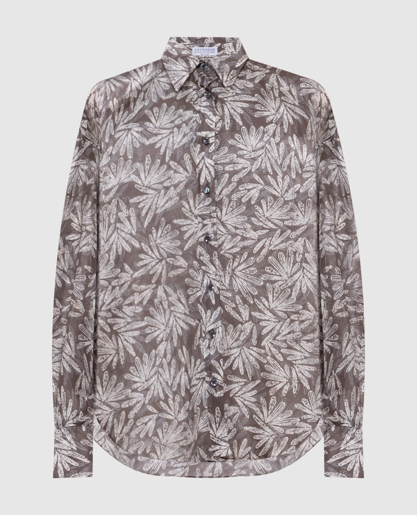 

Khaki printed silk blouse Brunello Cucinelli