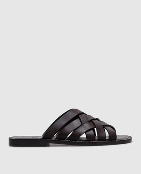 Brunello Cucinelli Brown leather flip-flops MZUELBM326