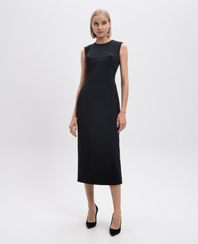 Del Core Black dress with wool with textured elements D005732T0891