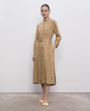 MooRER Beige shirt dress NAYA with linen NAYAISA