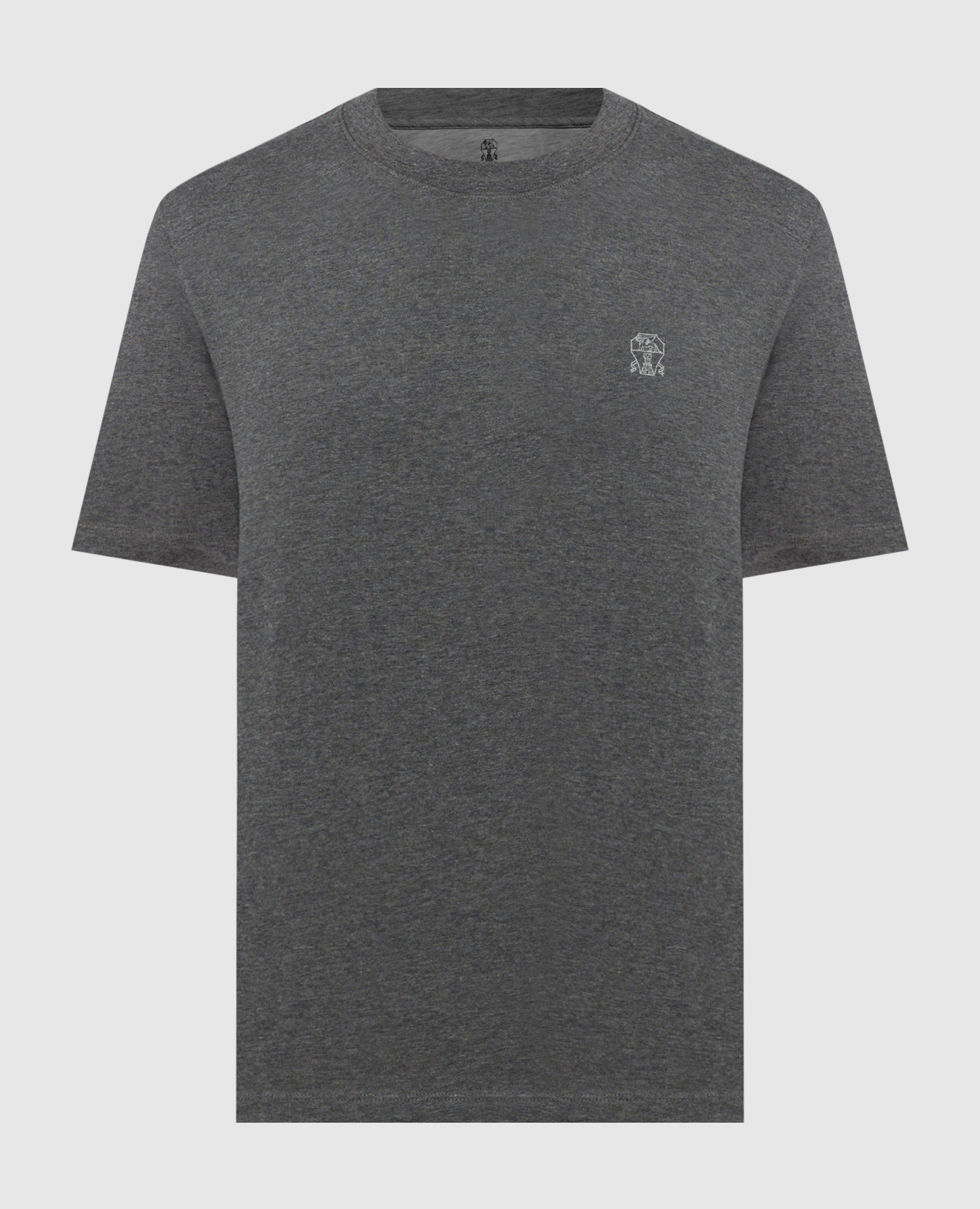 

Gray melange t-shirt with logo emblem print Brunello Cucinelli, Grey