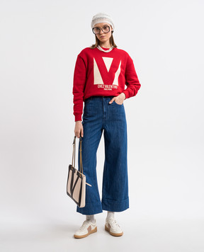 Valentino Red sweatshirt with logo print 6B3MF24F960