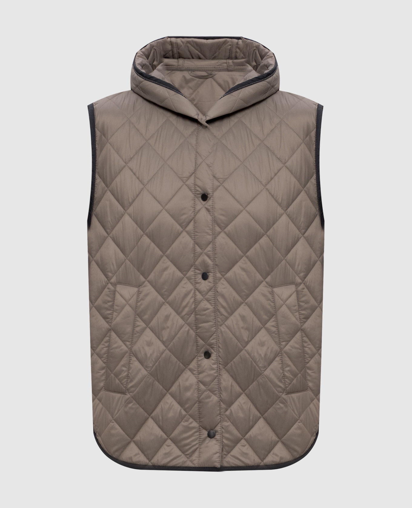 Beige quilted vest with monil chain Brunello Cucinelli