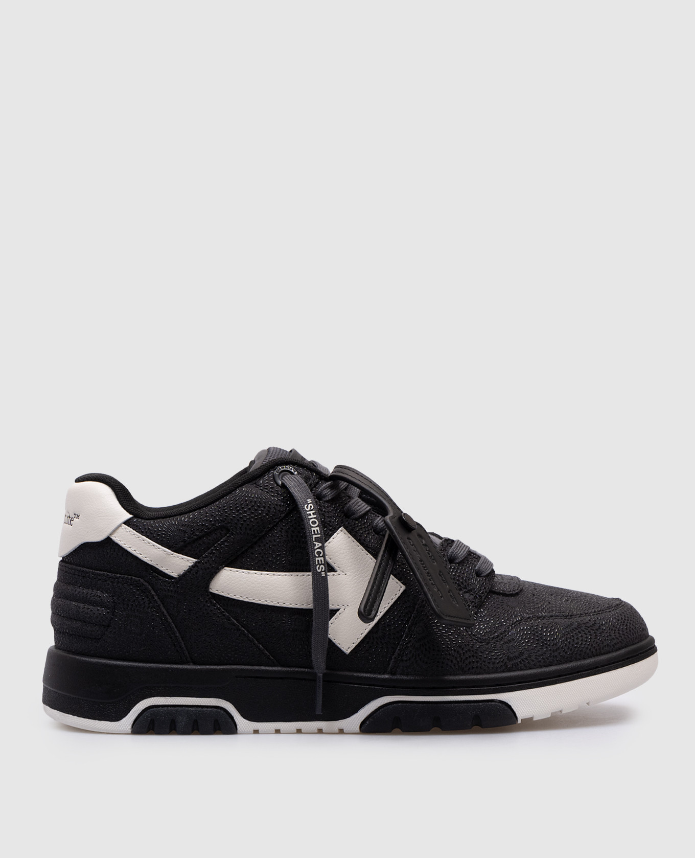 Black suede out of office sneakers off-white