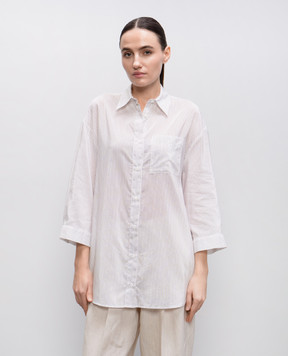 Peserico White striped silk shirt with a figured hem S0630608349