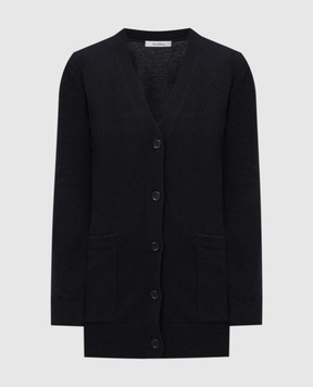 Max Mara VILLAR blue wool and cashmere cardigan with 1951 sequin appliqué VILLAR