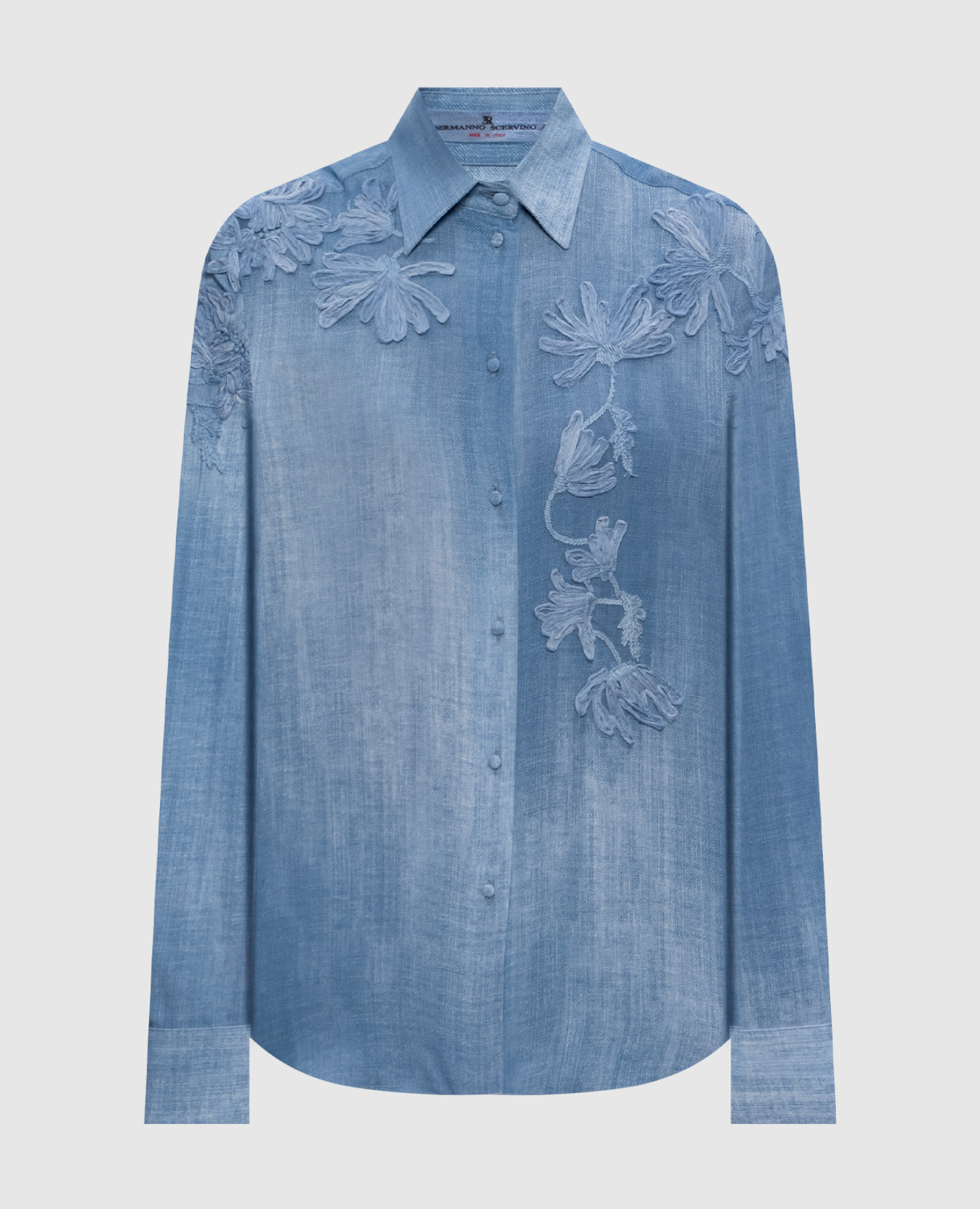 

Blue blouse with floral applique Ermanno Scervino, Light blue