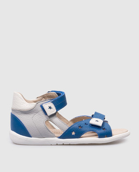 Zecchino D'oro Children's blue leather sandals N708032326