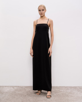 Brunello Cucinelli Black maxi dress with silk and chain monil MA029A5334