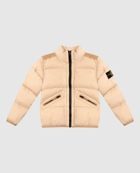 Stone Island Children's beige down jacket with logo patch K2S164100008S00284