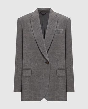 Brunello Cucinelli Gray wool jacket with monil chain MB1167320P