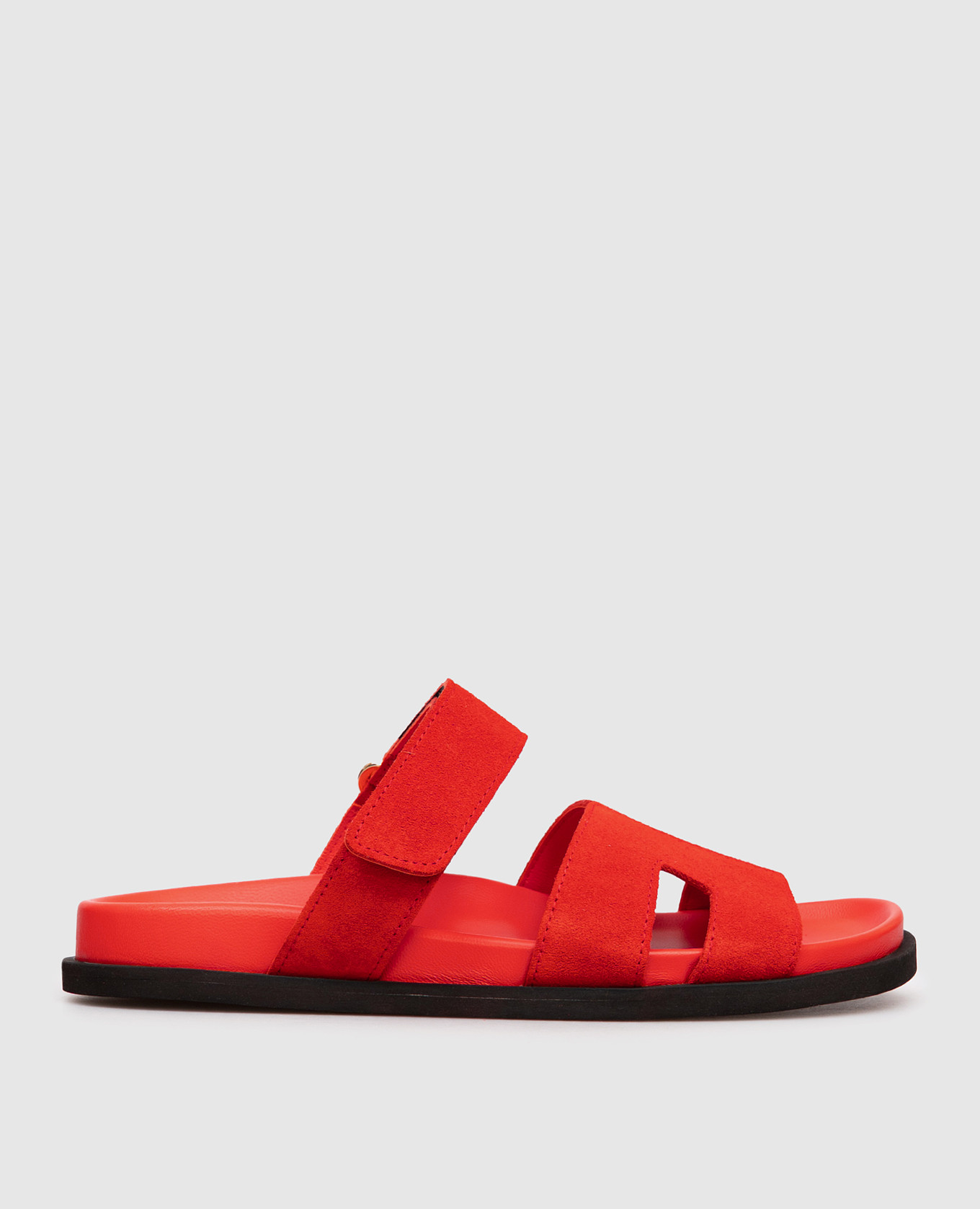 Red suede flip-flops