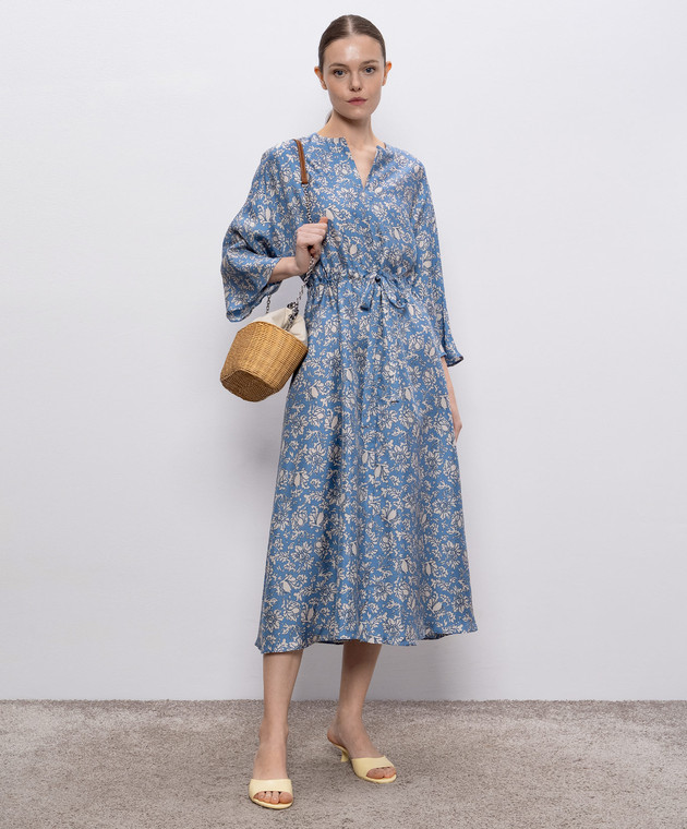 max mara blue silk dress Elegante Odessa silk maxi dress in blue - Max Mara