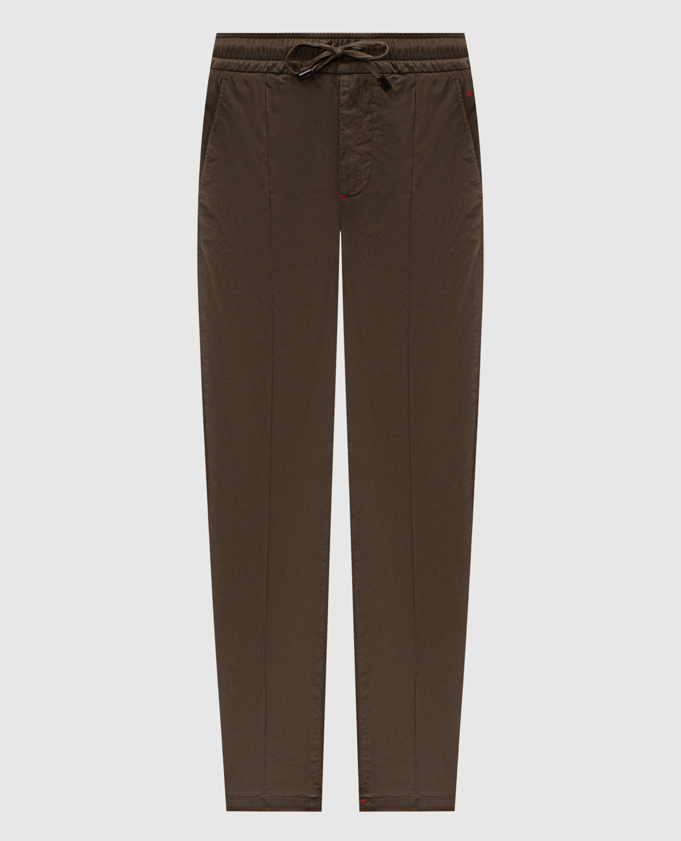 

Khaki pants with contrast logo emblem ISAIA