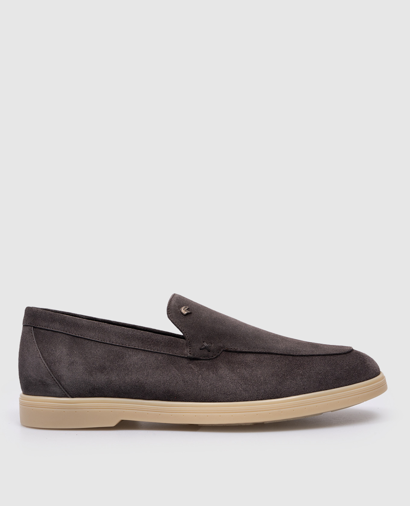Gray suede logo loafers stefano ricci