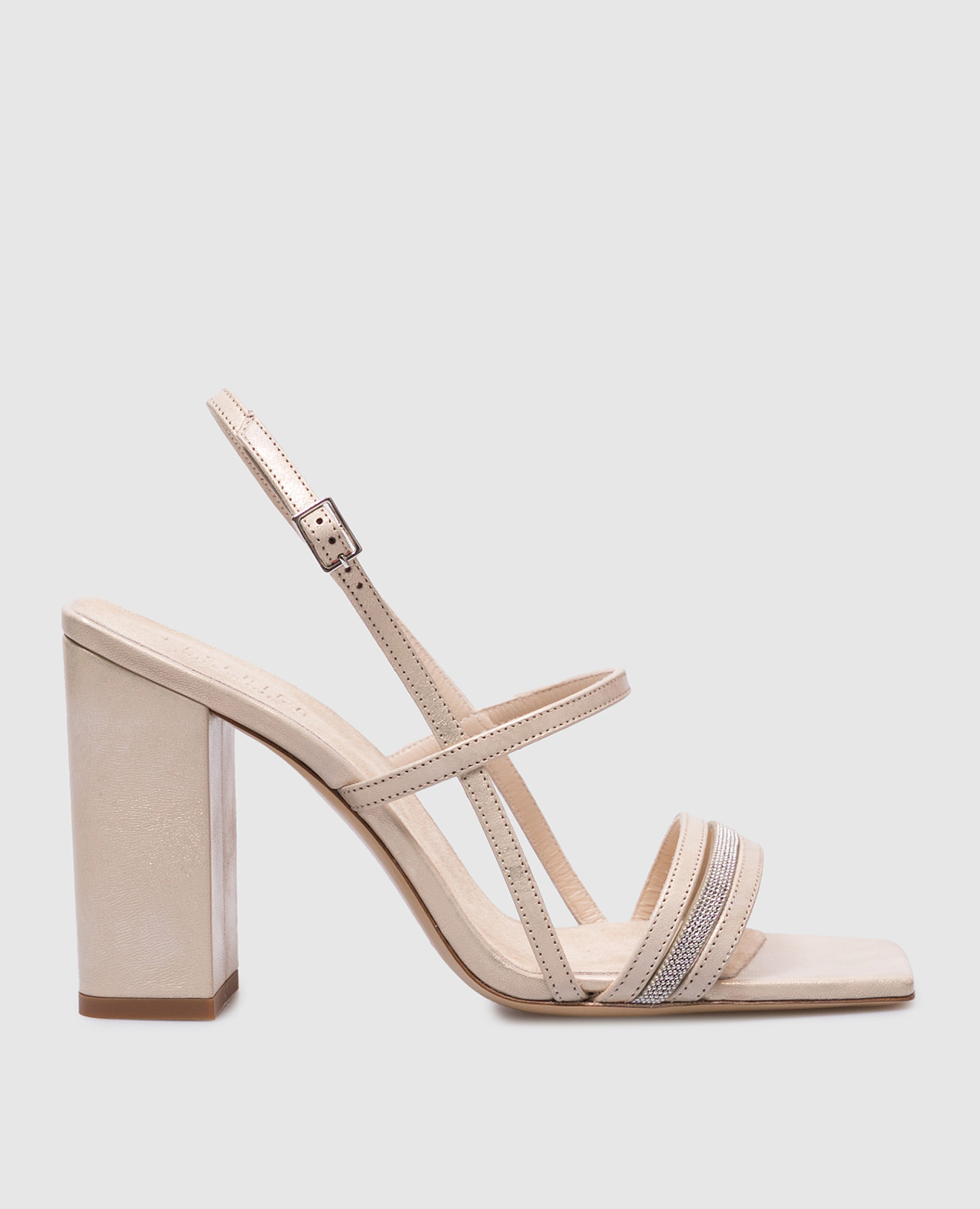 Beige leather sandals with a monil chain Peserico