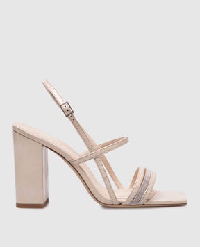 Peserico Beige leather sandals with a monil chain E39690C0RCC522