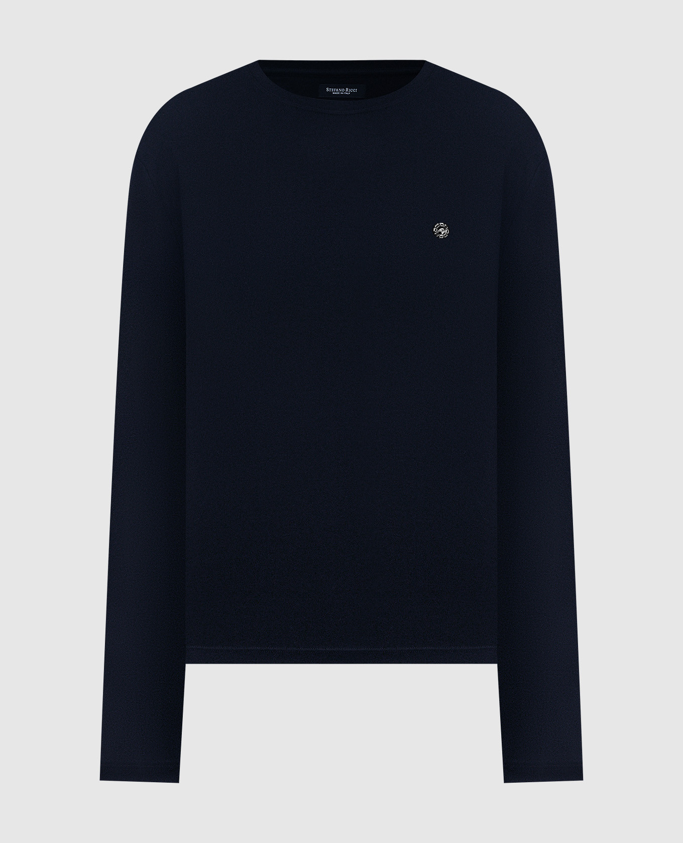 Blue silk longsleeve with embroidery stefano ricci
