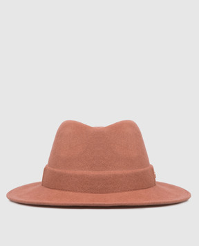 Twinset Brown wool hat with emblem 252TA4490