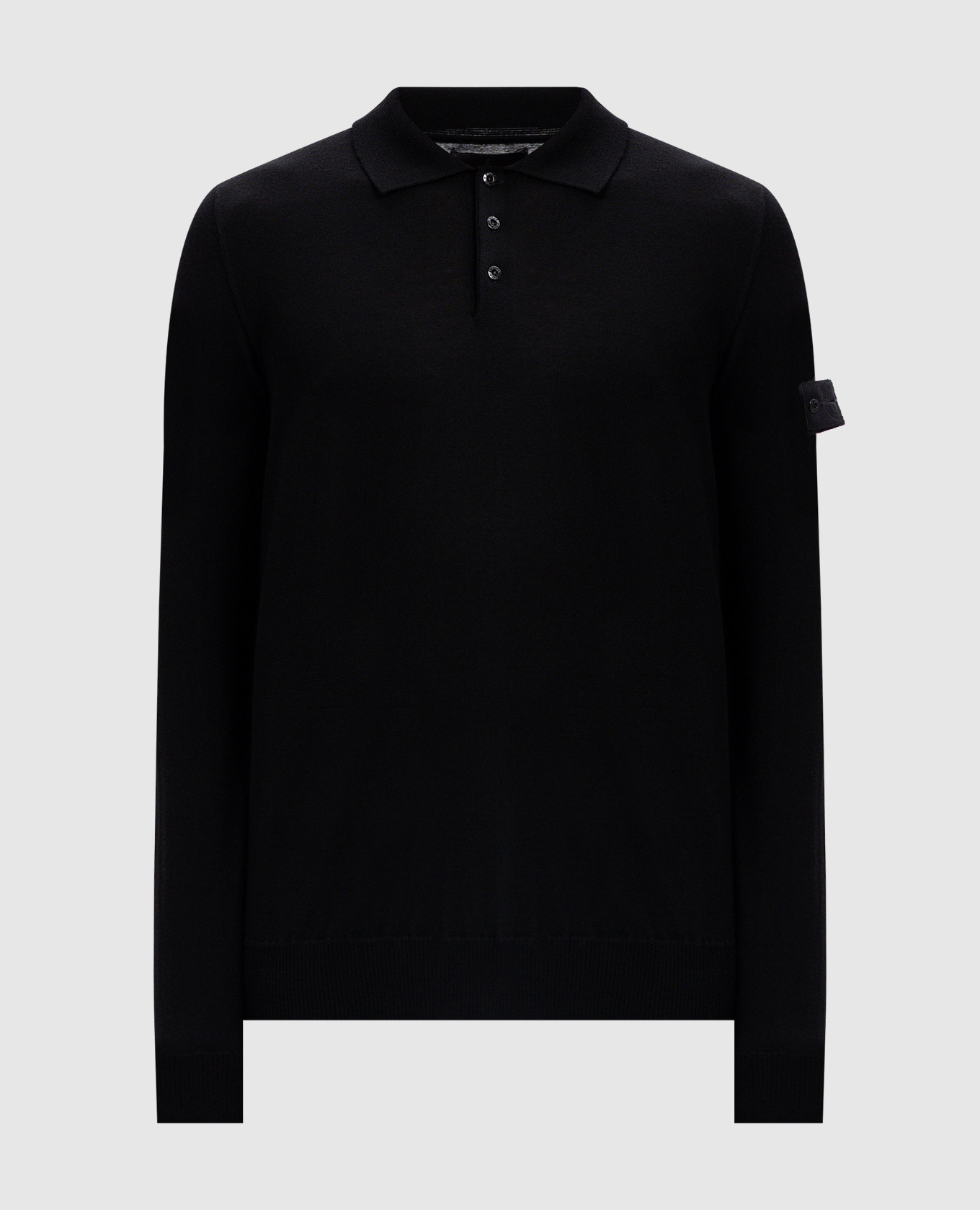 

Black polo with removable logo patch Stone Island