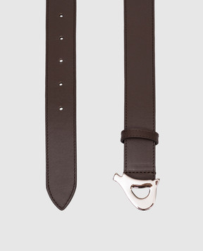 Dondup Brown leather belt with logo WC270PL0606DXXX