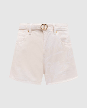 Twinset Beige denim shorts with floral print 251TT2205