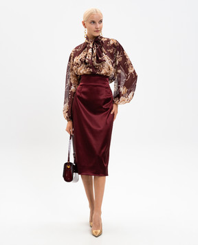 Dolce&Gabbana Burgundy high-waisted skirt F4C6STFURAD