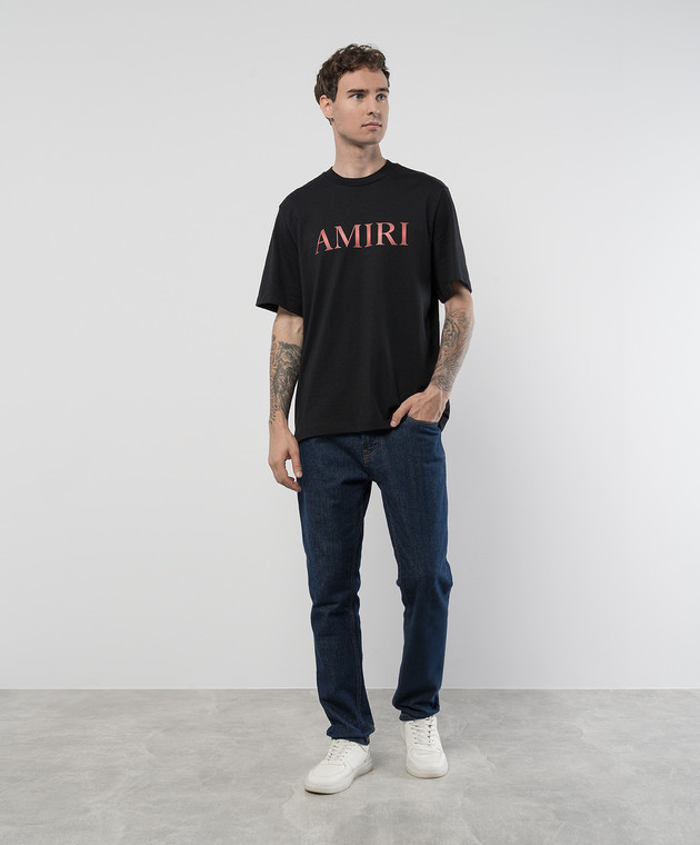 AMIRI♦視線を奪う一枚♪ オーバーラップロゴ ブラックT AMIRI Чорний чоловічий світшот з великим білим логотипом