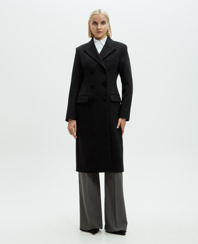 Valentino Black double-breasted wool and cashmere coat 5B3CA7606JA
