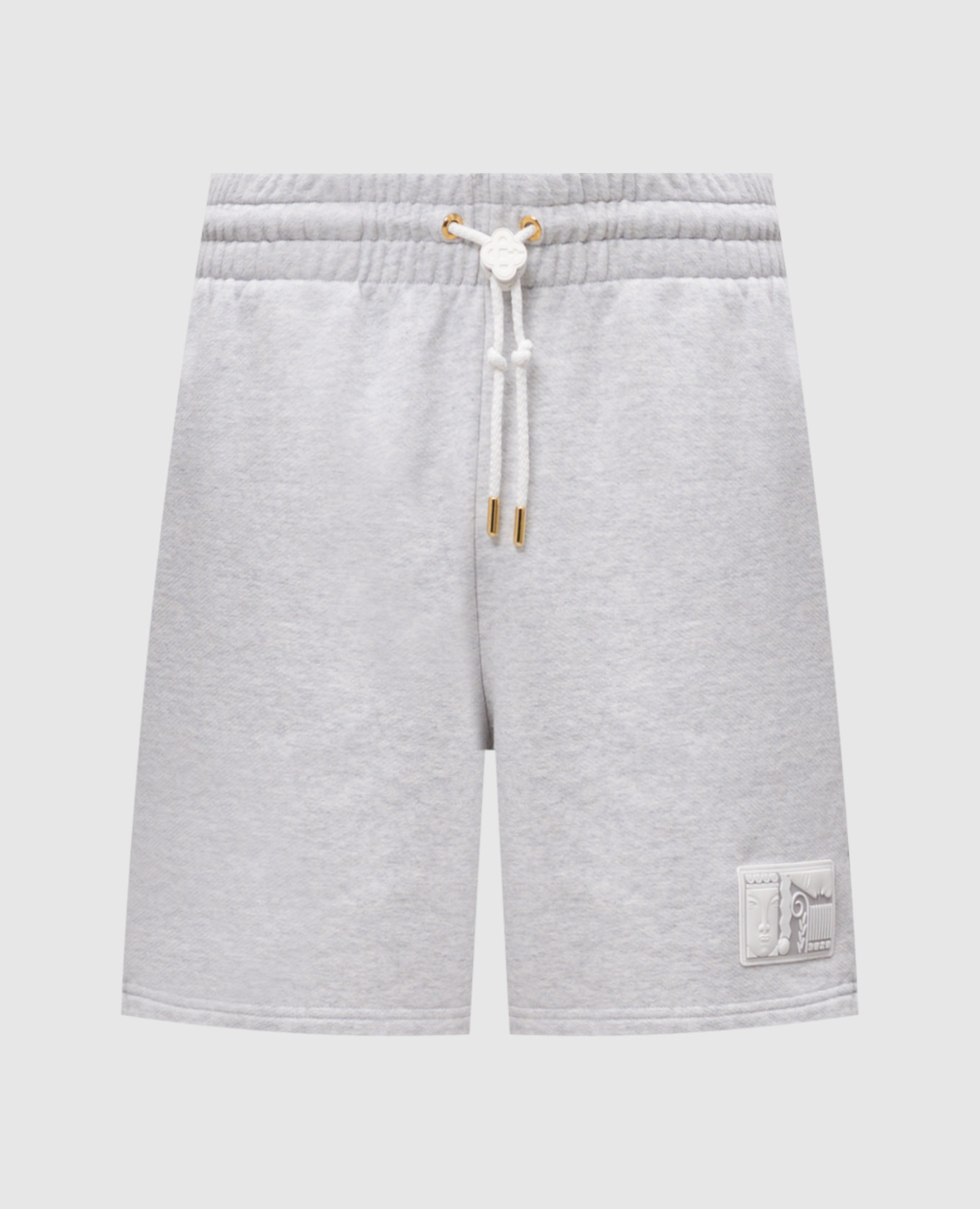 Casablanca Gray melange shorts with Tennis Statues patch