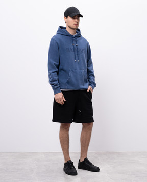 Balmain Blue hoodie with logo embroidery EH1JT047BC72
