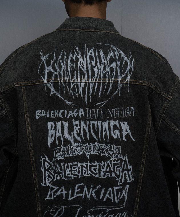 Balenciaga - Black denim jacket DIY Metal with print 773804TBP47