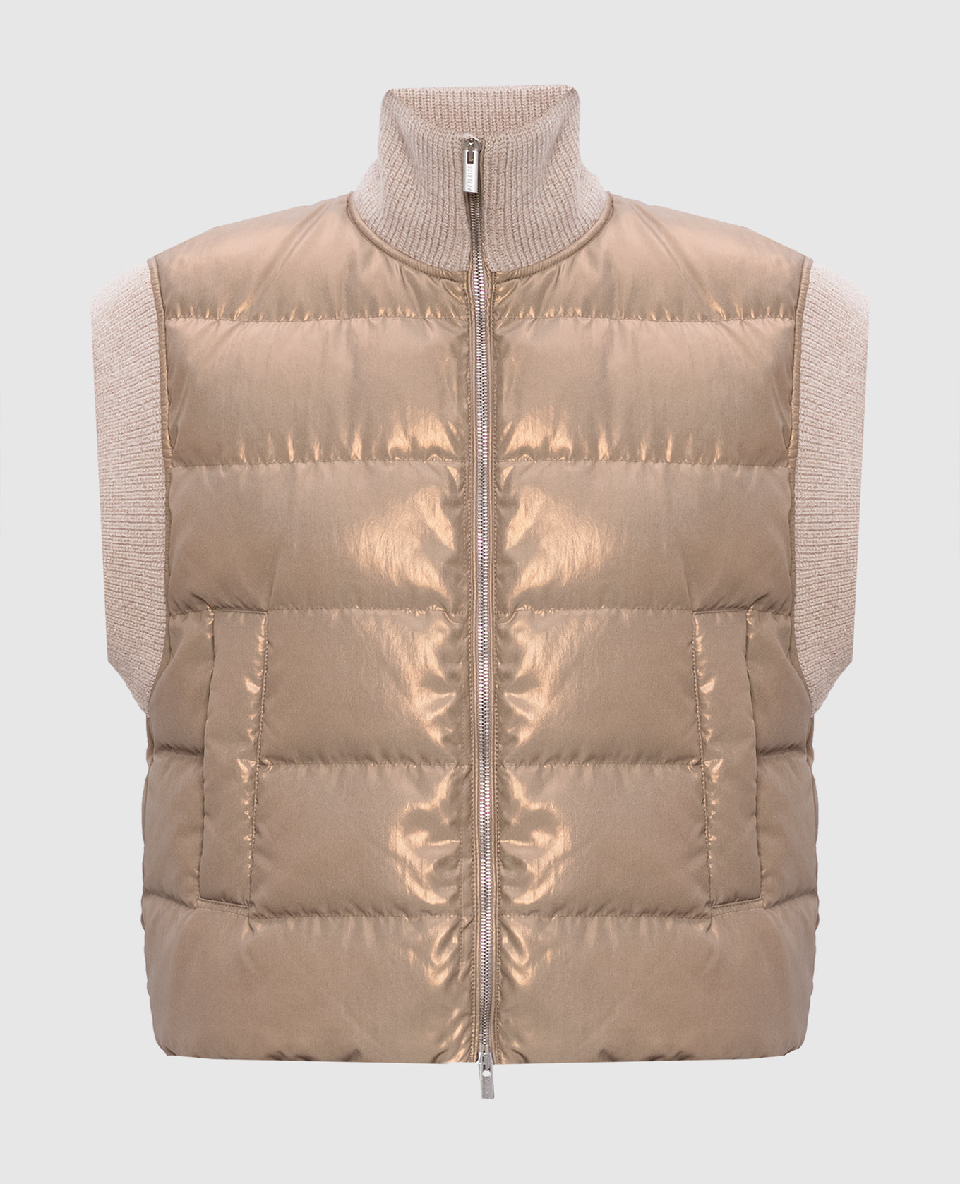 

Beige down vest with shiny texture Peserico