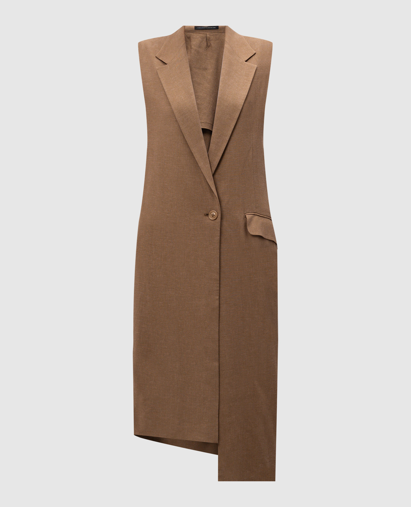 

Brown elongated waistcoat with linen Y`S Yamamoto