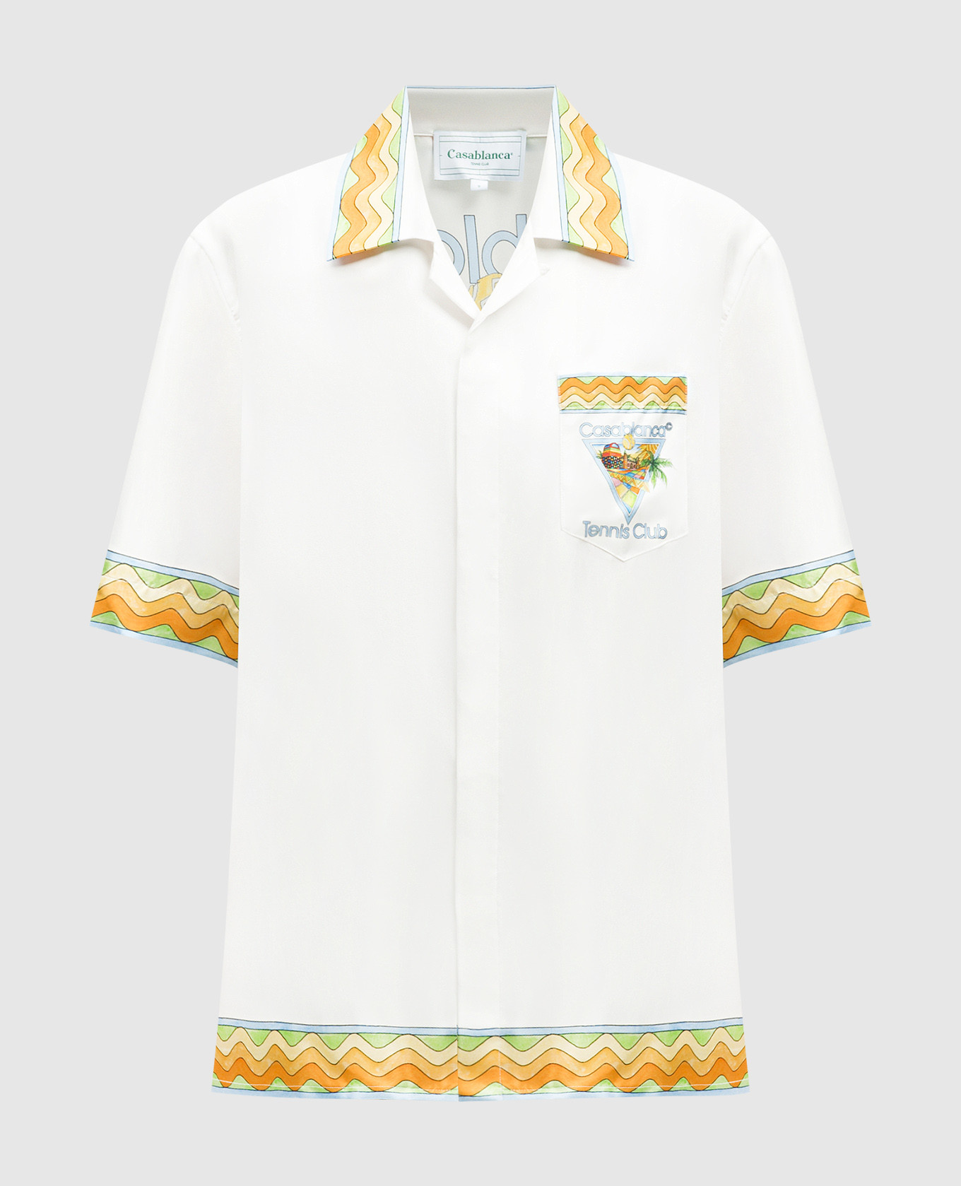 

White Afro Cubism silk blouse Casablanca
