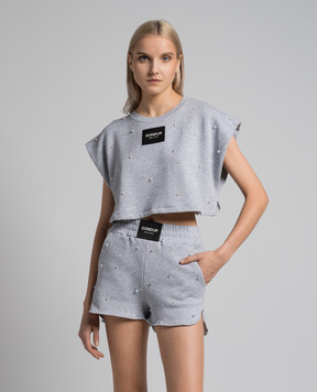 Dondup Gray top with beads F480KF0235DHI8