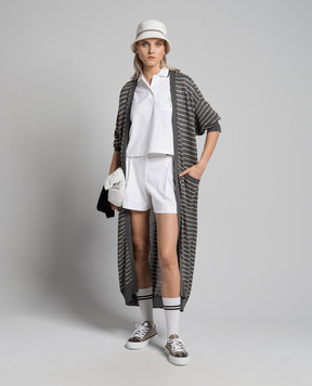 Brunello Cucinelli Gray striped cardigan with sequins M78765116