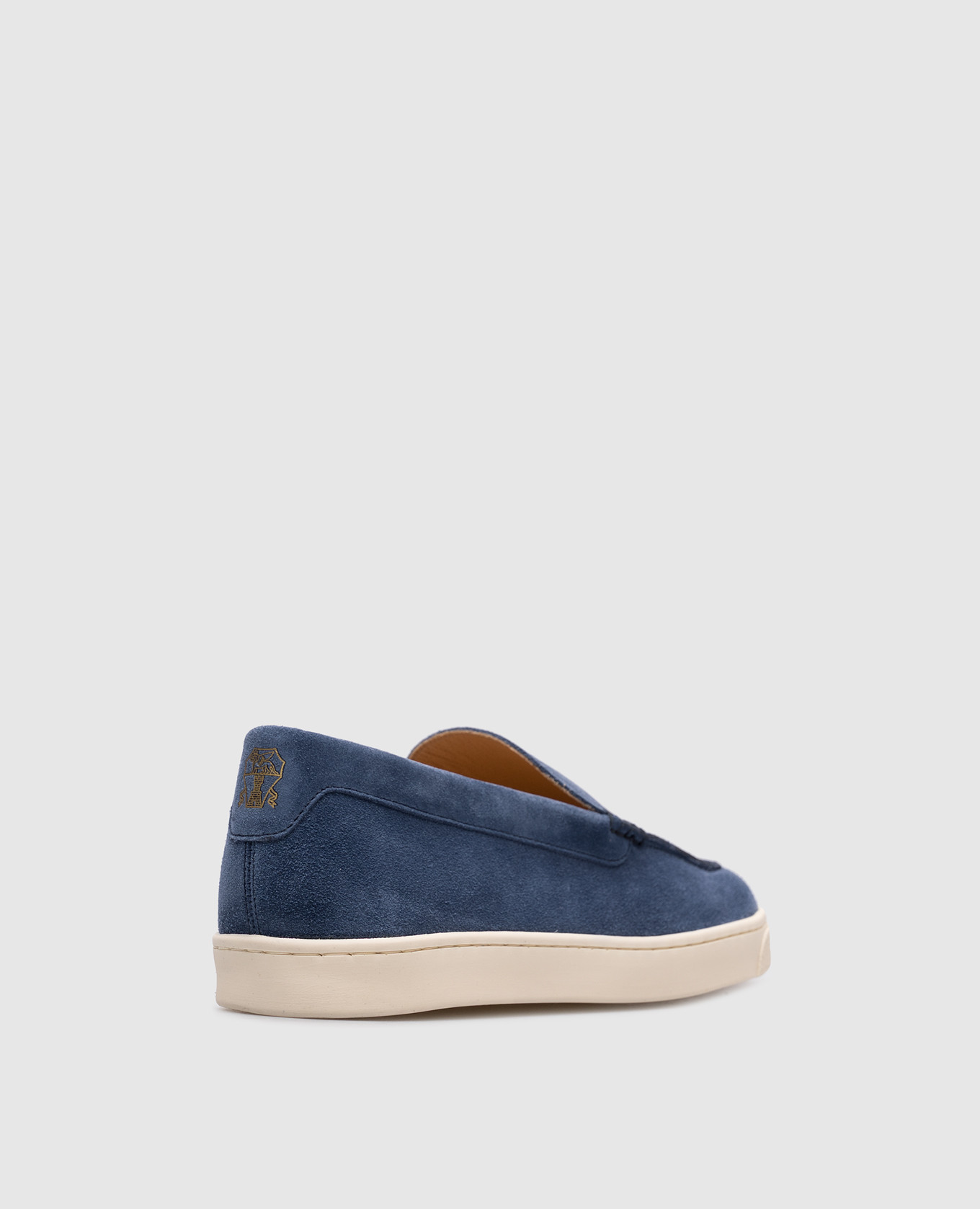 

Blue suede slip-ons with logo Brunello Cucinelli