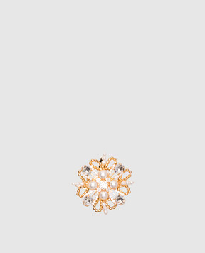 Balmain Brandebourg gold brooch with crystals FN1XM539MPYB