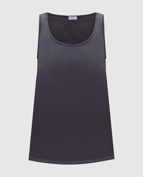 Brunello Cucinelli Gray silk top with monil chain M0C59DE330