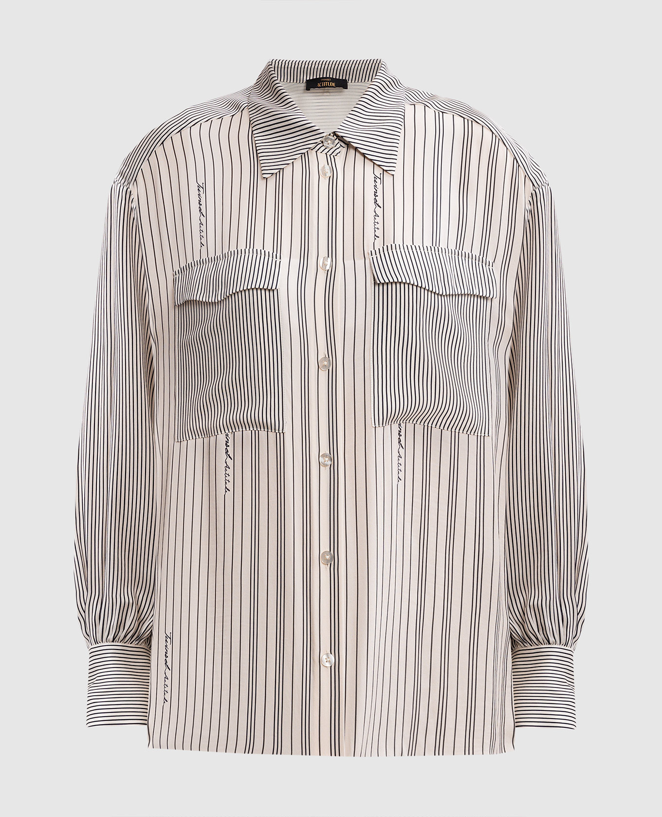 

Beige striped blouse with logo Twinset