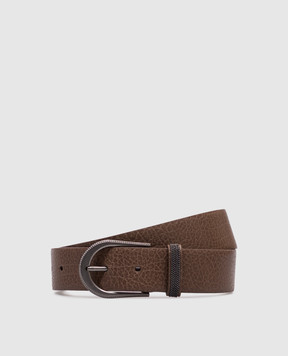 Brunello Cucinelli Brown leather belt with monil chain M0JUMC31G