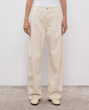Brunello Cucinelli Beige jeans with a monil chain MH137P4018