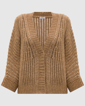Peserico Brown alpaca wool cardigan S99399F0309216