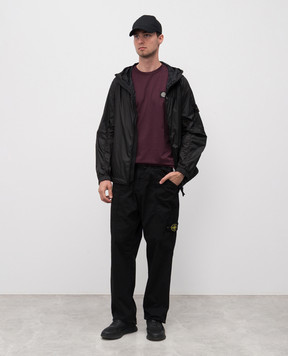 Stone Island Black pants with logo patch K2S153100002S0010
