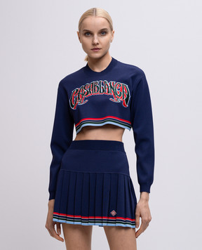 Casablanca Blue cropped sweatshirt with logo embroidery WS25KW98201