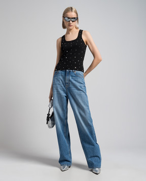 Giuseppe Di Morabito Milano Black ribbed top with crystals 02SSTO25702296