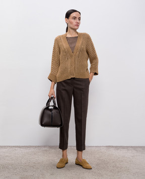 Peserico Brown alpaca wool cardigan S99399F0309216